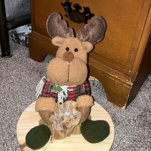 Moose Plush Table Decoration Vintage 10”